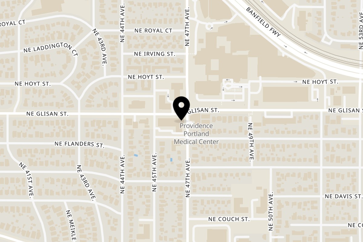 Map showing the location of Sam's Pita and Kabab Original Dream Pizza on 4620 NE Glisan St in Portland